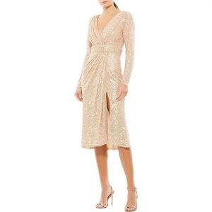 Ieena Mac Duggal V Neck Sequence Long Sleeve Dress | U.S. Woman’s Size 4